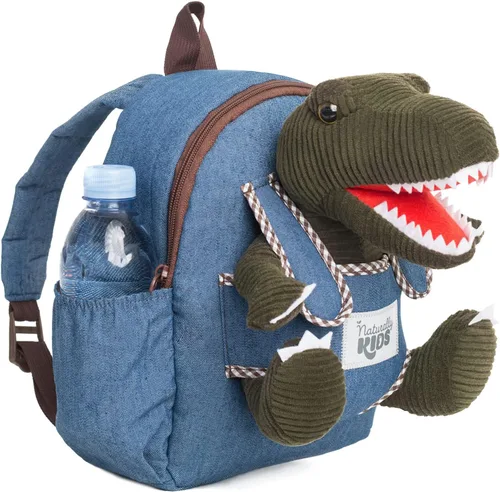 Naturally KIDS Mochila para niños y niñas con animales de peluche regalos para niños de 3 4 5 6 7 años 02 Pequeño Verde T Rex Viajar