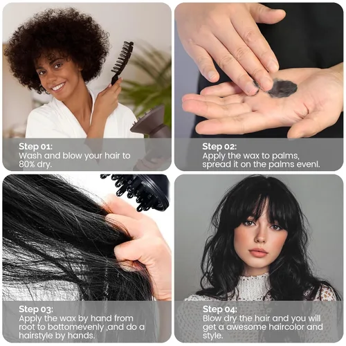 Miniatura 5 de Cera Temporal Negra para el Cabello - SOVONCARE Tinte Lavable para el Cabello para Hombres y Mujeres, Fijación Todo el Día, Arcillas Desechables