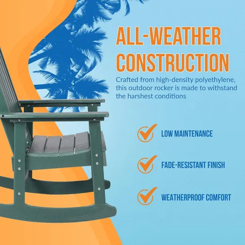 Miniatura 7 de Island Retreat Ez-Care - Silla mecedora Adirondack de madera de teca, perfecta como silla mecedora para patio, sala de estar o al aire libre