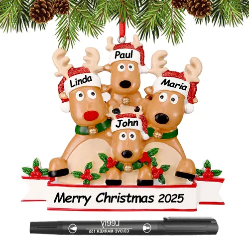 Miniatura 28 de Adornos de Navidad personalizados 2025, familia de 2, 3, 4, 5, 6, gnomo, adorno de Navidad personalizado con nombres, adornos familiares Gnomos