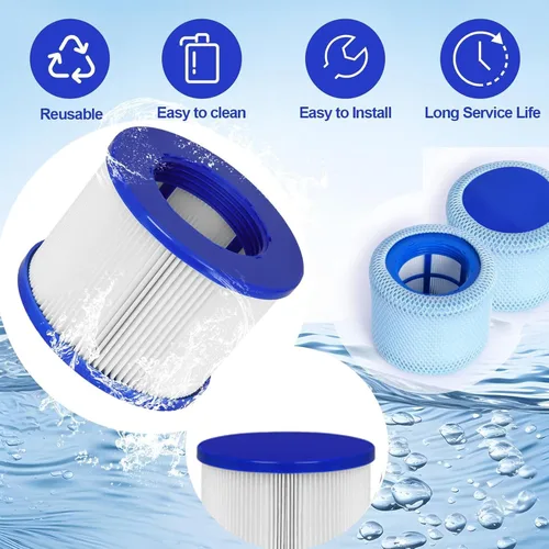 Miniatura 5 de Cartuchos de filtro para bañera de hidromasaje con cubiertas protectoras de malla – Compatible con RELXTIME, ALEKO, Wejoy, Aquaspa – Filtros