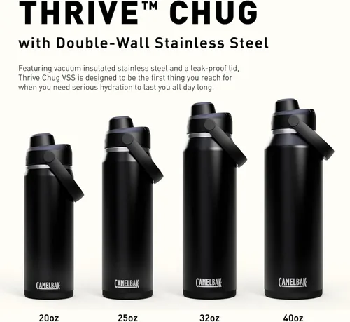Miniatura 8 de CamelBak Thrive Chug - Botella de agua aislada de acero inoxidable, color negro, 20 onzas