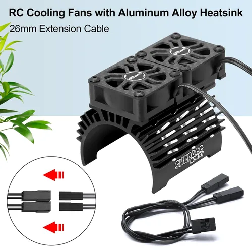Miniatura 6 de OGRC Ventiladores de refrigeración RC Dual de 30mm 27000 RPM Disipador de calor para motor de coche RC con cubierta de metal 4068 4274 Disipador