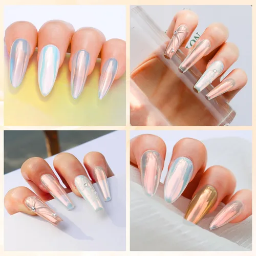 Miniatura 5 de FNNZ Chrome Nail Powder, Aurora Mirror Effect Unicorn Chrome Nail Powder, Mermaid Nail Chrome Powder for Nail Art Decoration, Light-Changing Pigment