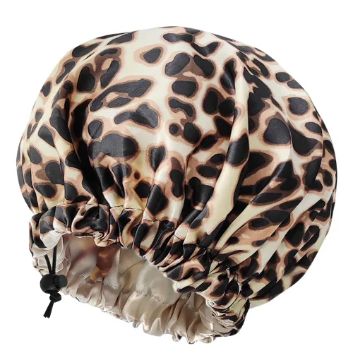 Miniatura 10 de Gorro de seda de satén para cabello rizado, gorro trenzado para dormir, para mujer, grande, doble capa ajustable (2 unidades, negro)