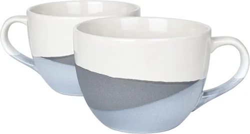 Miniatura 8 de Bosmarlin Juego de 2 tazas grandes de cerámica para café con leche, tazas de sopa jumbo para oficina y hogar, 18 onzas, aptas para lavavajillas