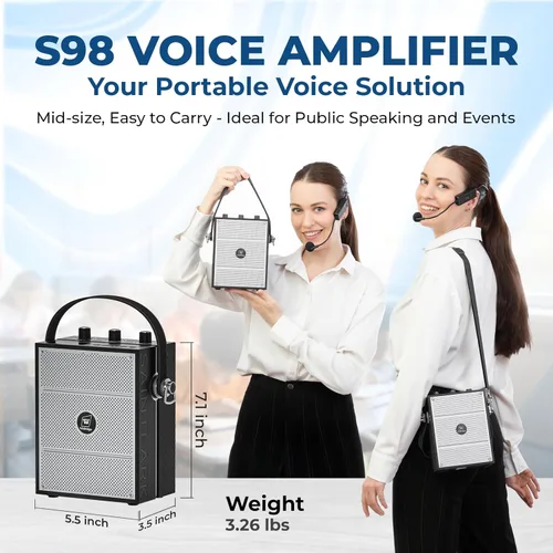 Miniatura 4 de Amplificador de voz, sistema PA portátil con micrófono de diadema inalámbrico y altavoz, micrófono portátil Bluetooth de 40W y altavoz