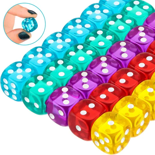 Miniatura 4 de TecUnite Juego de 30 dados de 6 caras de 0.551 in a granel de 6 caras para juegos de mesa, aprendizaje de matemáticas, aula
