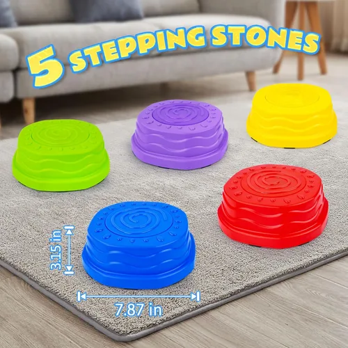 Miniatura 5 de Stepping Stones para niños, piedras de paso para niños pequeños en interiores y exteriores, 5 piezas de luz y música antideslizante equilibrio