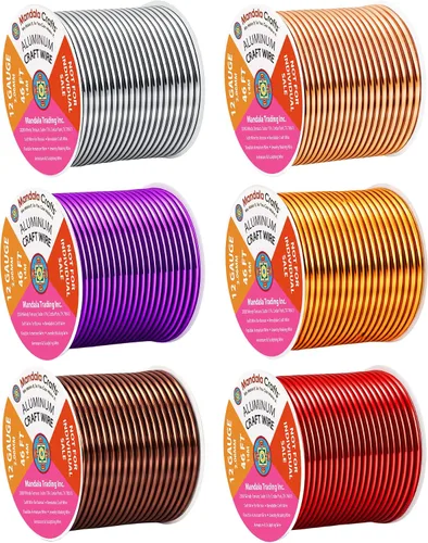 Miniatura 278 de Mandala Crafts - Alambre de aluminio anodizado de 8 calibre para hacer joyas - 9.75 m de alambre flexible negro colorido - Flexible para bonsái