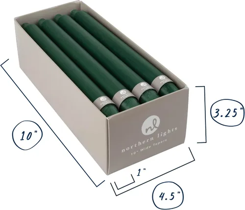 Miniatura 2 de Northern Lights Candles - 10" 12pk Tapers - Hunter Green - 76597