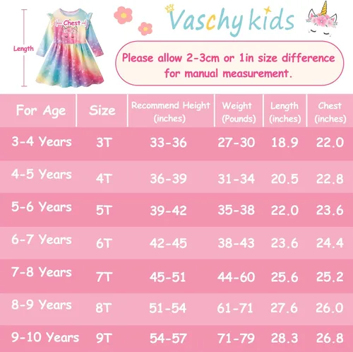 Miniatura 6 de VASCHY Vestido para niñas, suave, elástico, casual, con volantes, para uso diario, para niñas pequeñas, grandes, ropa de 2 a 10 años