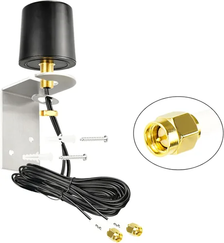 Antena WiFi omnidireccional MIMO 2x2 600-6000MHz 5G 4G LTE Antena exterior con 2x16.4ft Baja pérdida SMA Cables macho para enrutador Gateway