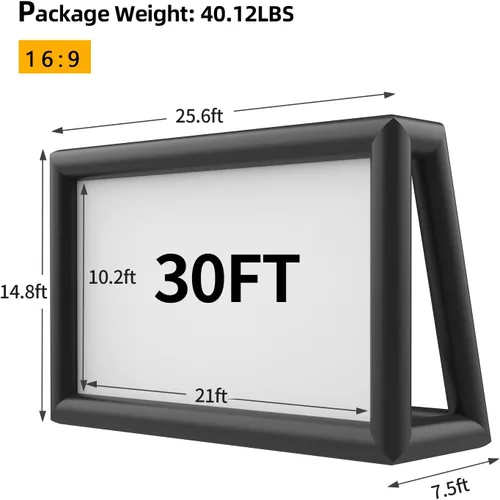 Miniatura 2 de Pantalla inflable para exteriores de 30 pies con soplador de aire, pantalla de proyector inflable extra grande para noches de cine al aire libre