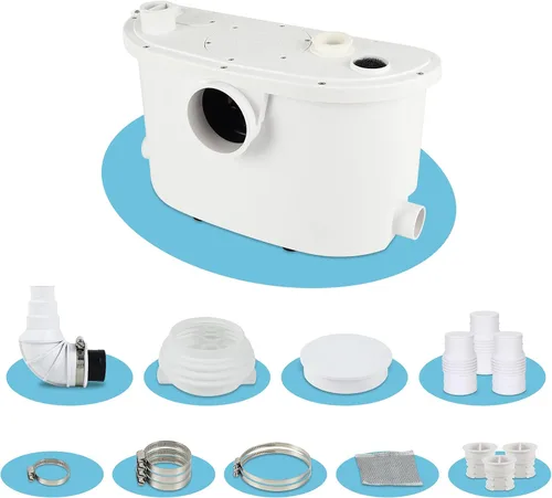 Miniatura 6 de 500pro - Bomba maceradora con cuchillas impulsoras, bomba de alcantarillado, 3 conexiones para baño, fregadero, sótano, eliminación de agua