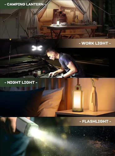 Miniatura 7 de Linterna de campamento, linterna recargable de 3 colores de temperatura, 4 modos de luz, luces de campamento plegables con 4 paneles plegables