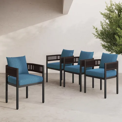 Miniatura 11 de Grand patio - Juego de 2 sillas de comedor para exterior, 2 piezas de sillas de comedor para patio, sillas fijas de patio de mimbre tejido en metal