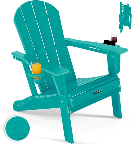 Miniatura 16 de Sillas Adirondack plegables – Silla Adirondack de plástico con soporte para tazas, sillas para exteriores resistentes a la intemperie