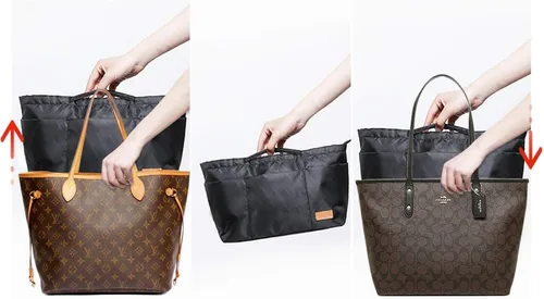 Miniatura 17 de iN Organizador de bolso con cremallera de tela de nailon para mujer, Beige