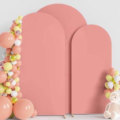 Miniatura 13 de Wokceer Juego de 3 fundas de arco de boda de elastano ajustadas para arco de boda para parte superior redonda, soporte de arco de Chiara para Beige