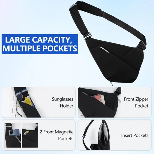 Miniatura 5 de Bolso bandolera, Negro, Compacto
