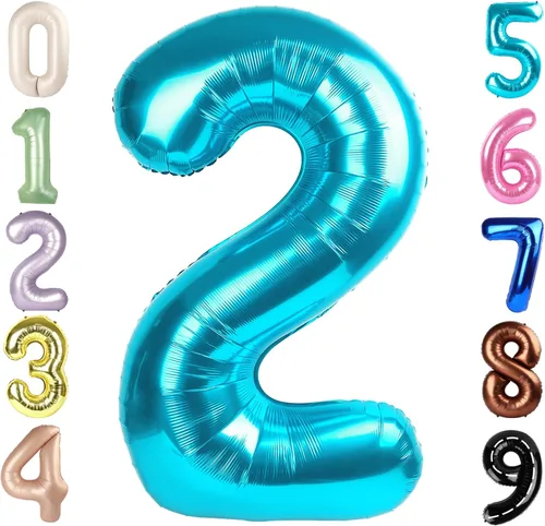 Miniatura 217 de Globos de números de 5 globos de 40 pulgadas, decoraciones de cumpleaños azules para niños y niñas, globos de números azul marino grandes