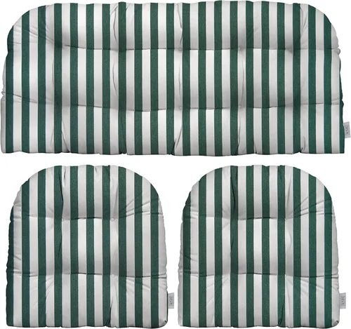 Miniatura 106 de RSH DECOR: Sunbrella 3-Piece Tufted Wicker Cushion Set 44" x 22" & 22" x 22" Outdoor Loveseat & U-Shaped Seat Cushions Crafted with