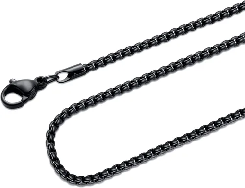 Miniatura 9 de Fiusem Cadena de caja de tono plateado para hombres, collares de cadena para hombres, mujeres y niños, 22.5340.197 in