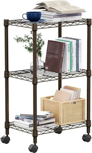 Miniatura 32 de M MZG Estante de alambre de acero resistente ajustable de 1000 libras, con 4 estantes, unidad de almacenamiento ajustable con rueda para cocina