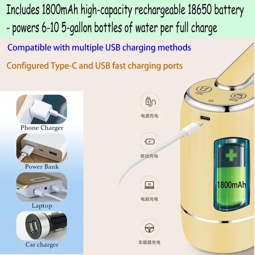 Miniatura 7 de CoolWAY Botella de agua eléctrica plegable de 2 a 5 galones con filtros reemplazables - Filtro de agua portátil para camping, al aire libre, hogar