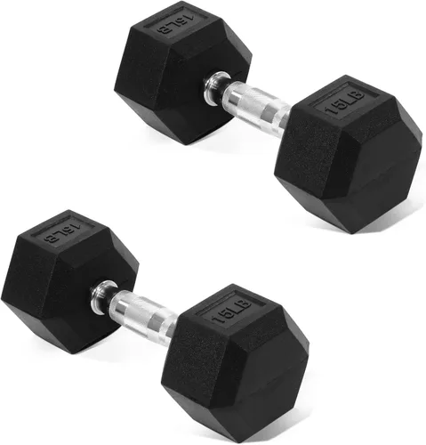 Miniatura 8 de Fitvids Hex Dumbbells Rubber Coated Hand Weights for Exercises and Fitness Home Gym, 5-50 LB Pair