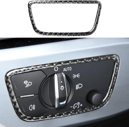 Miniatura 8 de Blazeray Accesorios interiores de fibra de carbono, cubierta decorativa, ajuste adhesivo para Audi A4 B9 2017-2019 (cubierta de perilla central)