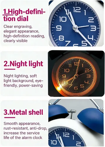 Miniatura 5 de Reloj despertador para niños, reloj analógico para niños, relojes despertadores para dormitorios con personas que duermen mucho con calcomanías