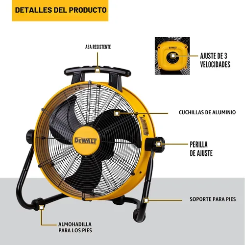 Miniatura 3 de Ventilador de piso DEWALT DXF1840, ventiladores industriales, ventilador de 46 cm de alta velocidad con 3 velocidades de circulación de aire