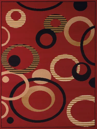 United Weavers Dallas Hip Hop Runner - Alfombra roja de 2 x 8 pies, alfombra moderna para interiores con respaldo de yute, diseño geométrico