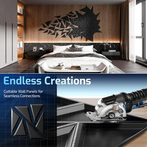 Miniatura 3 de ROOME Paneles decorativos 3D de 12 x 12 pulgadas, cortables y aptos para bricolaje, panel de pared de PVC resistente al fuego, modernos paneles