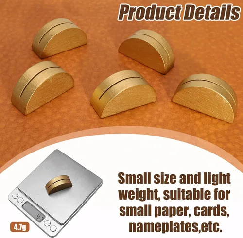 Miniatura 4 de 24 soportes dorados para números de mesa, soporte ligero de madera, diseño semicircular para bodas, fiestas, oficina, restaurante (pequeño)