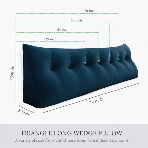 Miniatura 4 de Almohada de cabecero triangular - Almohada grande para cama de 3 en 1 como almohada de lectura en cuña, almohada grande para sofá o cama de día