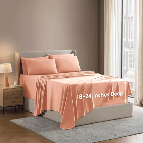 Miniatura 13 de Nestl Juego de sábanas extra profundas tamaño King, sábanas transpirables y refrescantes de 6 piezas, juego de ropa de cama de lujo con bolsillos