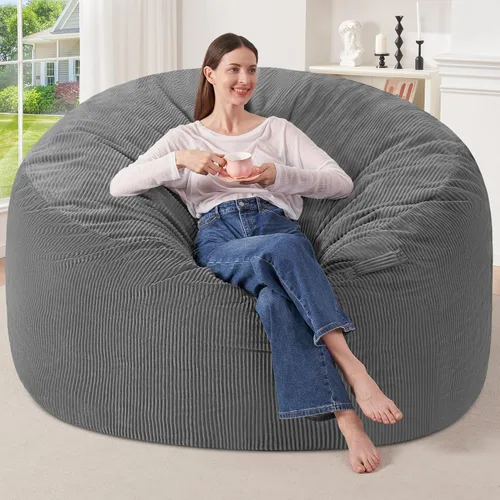 Miniatura 24 de HABUTWAY 2 puf de 2 pies, puf gigante para adolescentes y adultos, puf grandes con relleno de espuma viscoelástica, puf grandes con funda de pana