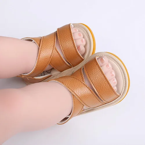 Miniatura 2 de Sandalias de piel con velcro para bebés y niñas, zapatos antideslizantes de punta abierta, zapatos de verano al aire libre para bebés y niños