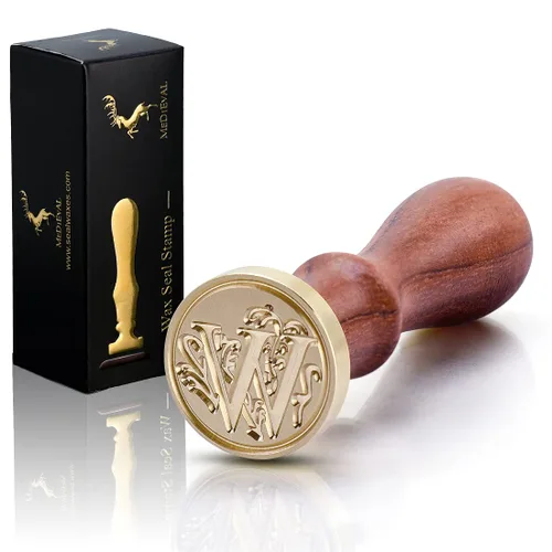 Miniatura 6 de Sellos medievales de cera de sellado del alfabeto con inicial, mango de madera con cabeza de latón, para tarjeta de Acción de Gracias, sobre