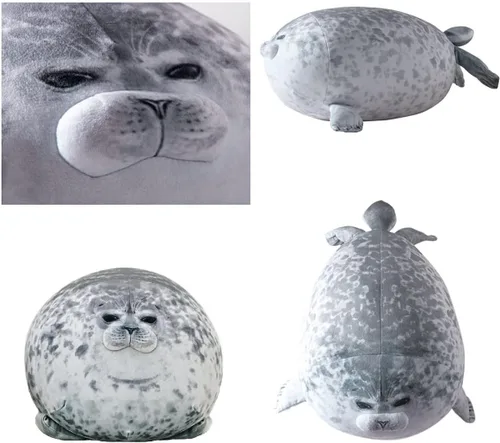 Miniatura 5 de YESGIRL Almohada de foca de peluche de 16 pulgadas, linda y suave: juguete de animal de peluche para niños, almohada para abrazar de foca gordita