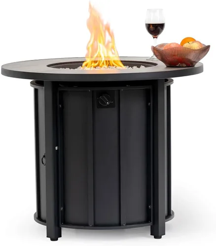 Miniatura 12 de Mesa para fogata de propano de 28 pulgadas, mesa de fuego de 50,000 BTU con tapa de acero, patas grandes, rocas de lava, pozo de fuego seguro