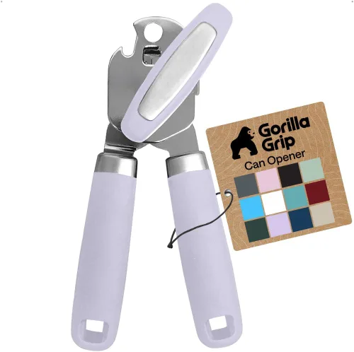 Miniatura 13 de GORILLA GRIP Abrelatas manual de acero inoxidable resistente con borde liso y abrebotellas, mango suave y cómodo, perilla giratoria de mano de gran