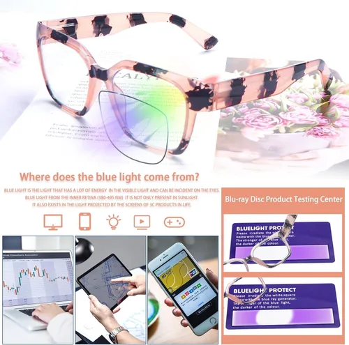 Miniatura 5 de 6 Pack Reading Glasses for Women Blue Light Blocking Reading Glasses Computer Readers with Spring Hinge Eyeglasses