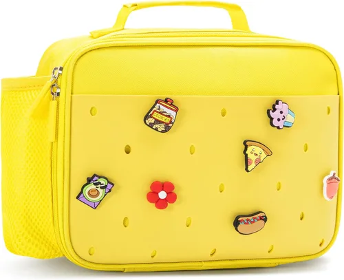 Miniatura 8 de Lonchera Aislada para Niños, Linda Lonchera Reutilizable, Bolsa de Almuerzo para Escuela, Picnic, Regalo de Cumpleaños para Niño o Niña (Negro)