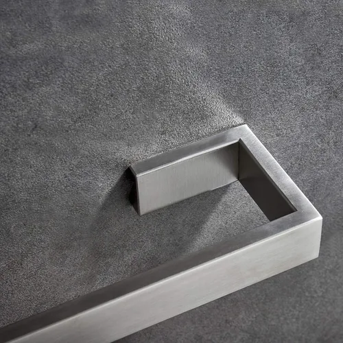 Miniatura 2 de Toallero de baño de 24 pulgadas, soporte para toallas de baño, soporte de pared moderno, toallero plateado, acero inoxidable, acabado cepillado