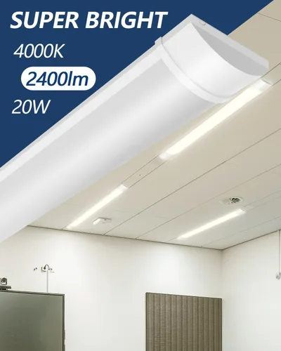 Miniatura 3 de Sararoom lámpara LED para tienda de 2 pies, tubo de 20 W, 2400 lm, 4000 K blanco neutro, luz de techo de 60 cm 23.6 pulgadas para garaje, armario