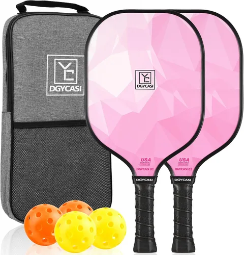 YC DGYCASI Pickleball Paddles Set of 2, 2026 USAPA Approved Pickleball Set, Fiberglass Lightweight Pickle Ball Rackets 2 Pack, 2 Outdoor Pickleball,